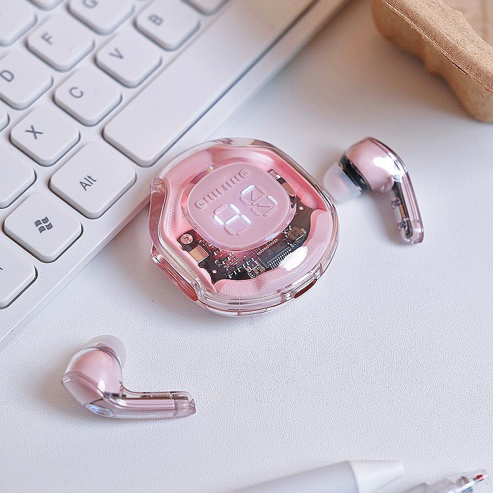 T8 Crystal Wireless Earphones - Transparent (Air 39) - Zabcart