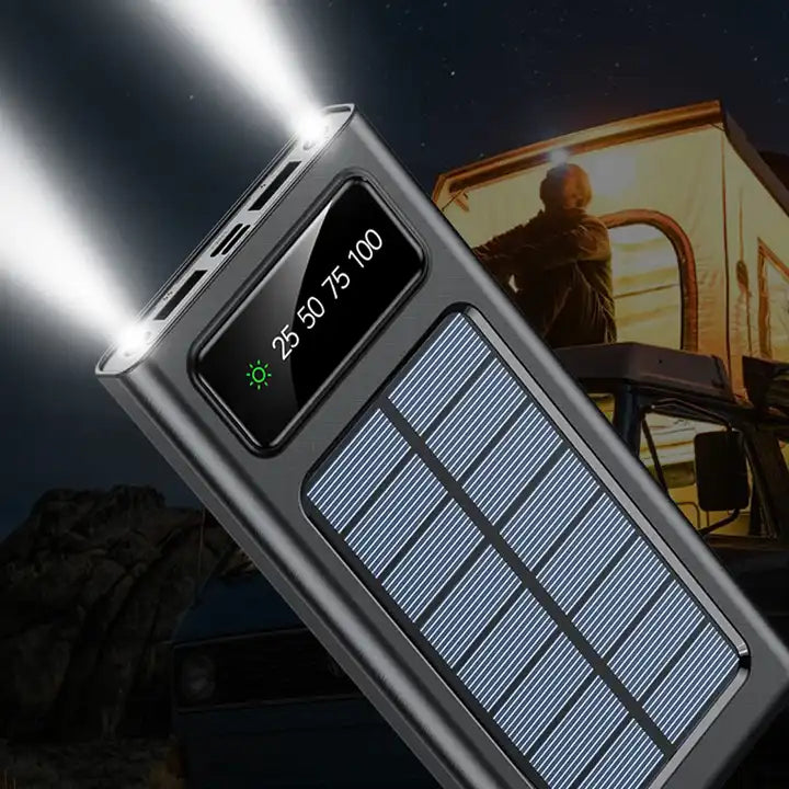 SOLAR POWER BANK 20000 MAH | FAST CHARGING | 4-BUILT IN CABLES - Zabcart
