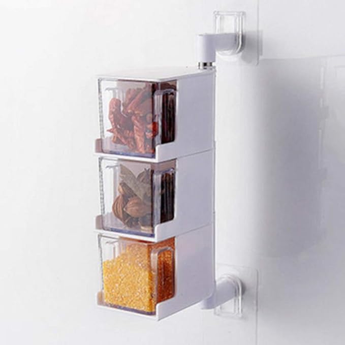 3 Layers Sticking Rotary Seasoning Kitchen Organizor - Zabcart