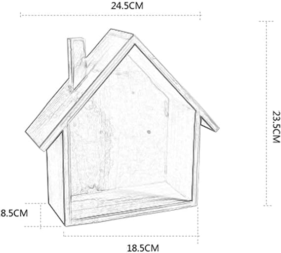 Cabilock Wooden House-Shaped Wall Storage Shelf Display Box - Zabcart