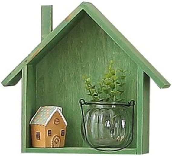 Cabilock Wooden House-Shaped Wall Storage Shelf Display Box - Zabcart