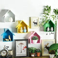 Cabilock Wooden House-Shaped Wall Storage Shelf Display Box - Zabcart