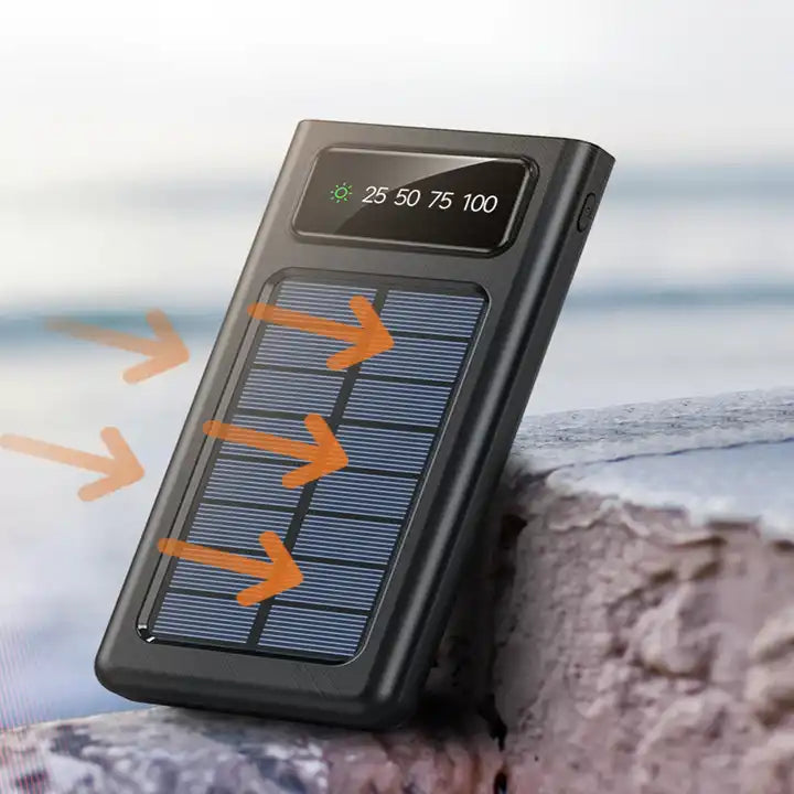 SOLAR POWER BANK 20000 MAH | FAST CHARGING | 4-BUILT IN CABLES - Zabcart