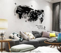 Acrylic World Map Wall Clock Black - Zabcart