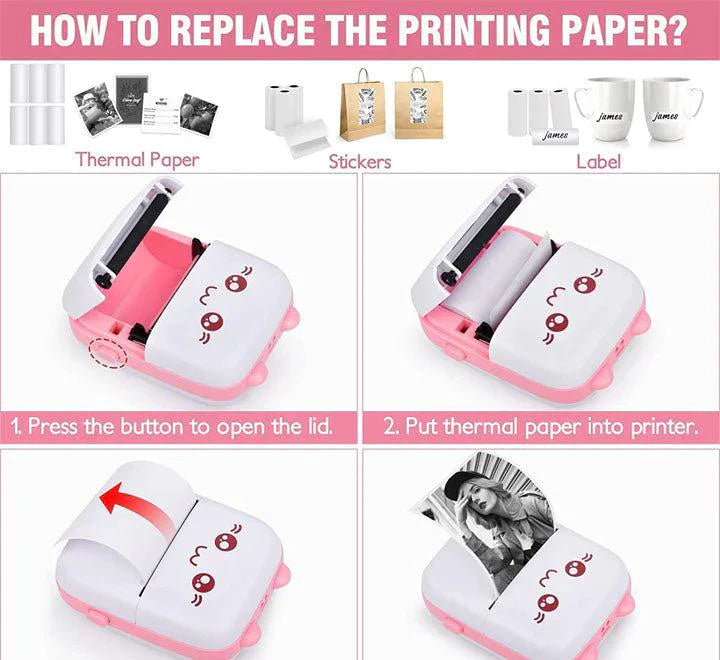 Portable Mini Pocket Printer BT Thermal Printer - Zabcart