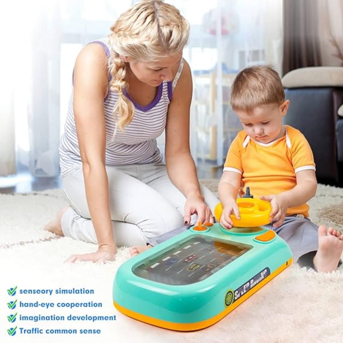 Musical Racing Steering Wheel Toy – Interactive Driving Game for Kids - Zabcart