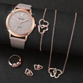 Women's Shiny Quartz Watch Set 6PCS - Zabcart