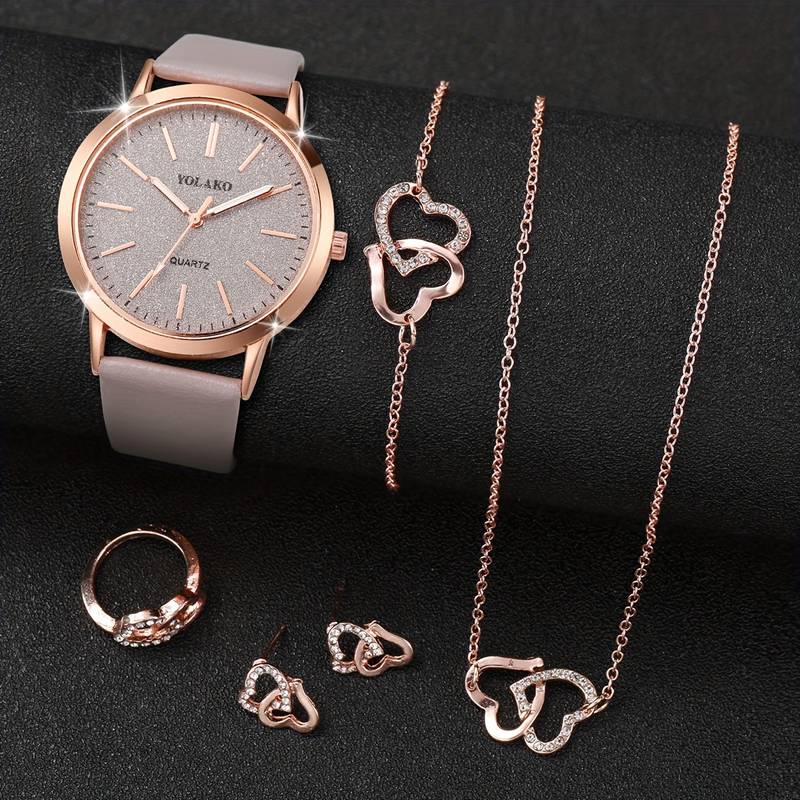 Women's Shiny Quartz Watch Set 6PCS - Zabcart