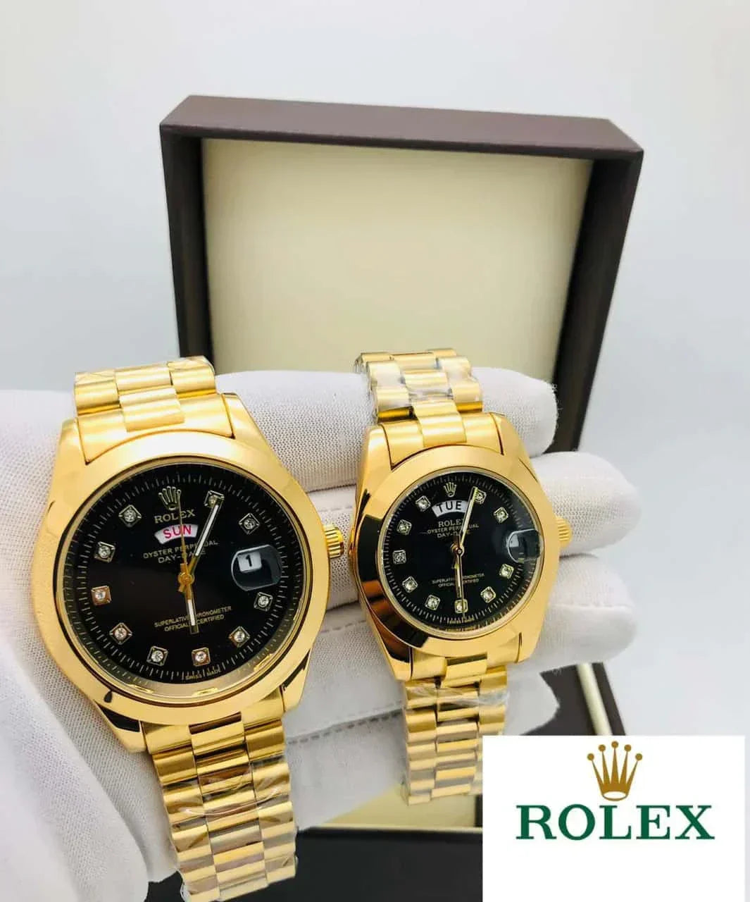 Rolex Stainless Steel Couple Watch With Rolex Box - Zabcart