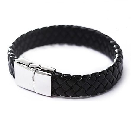 Vintage Men Leather Wristband Braided Magnetic Clasp Bracelet Bangle - Zabcart