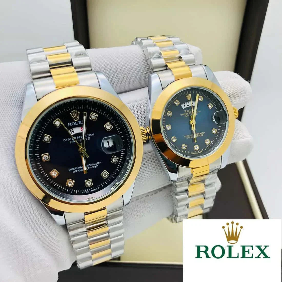 Rolex Stainless Steel Couple Watch With Rolex Box - Zabcart