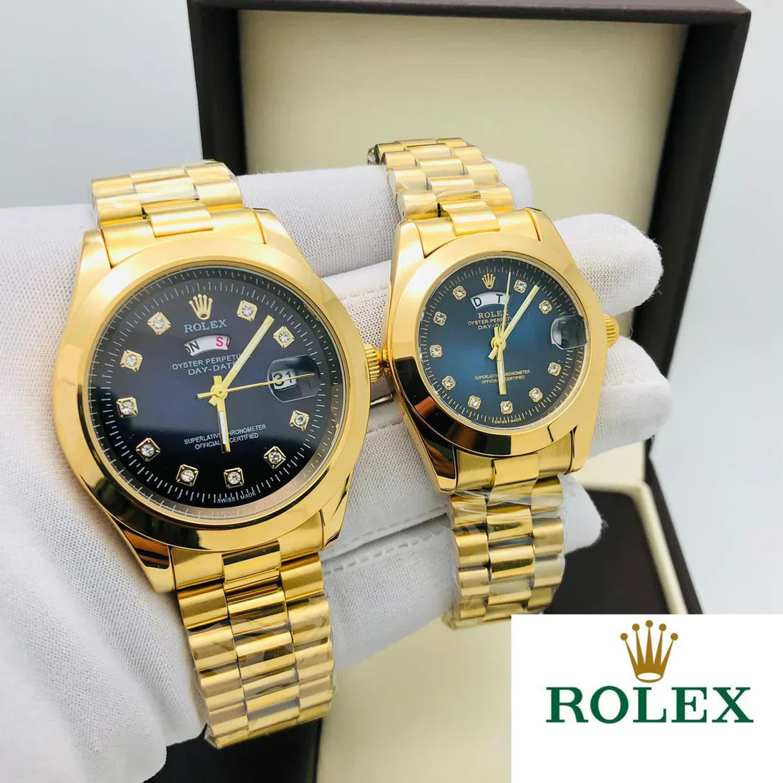 Rolex Stainless Steel Couple Watch With Rolex Box - Zabcart