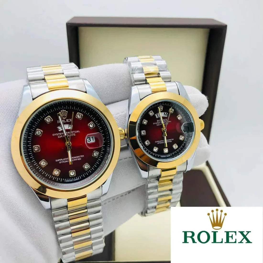 Rolex Stainless Steel Couple Watch With Rolex Box - Zabcart