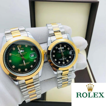 Rolex Stainless Steel Couple Watch With Rolex Box - Zabcart