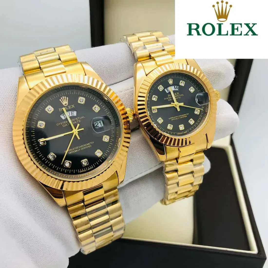 Rolex Stainless Steel Couple Watch With Rolex Box - Zabcart