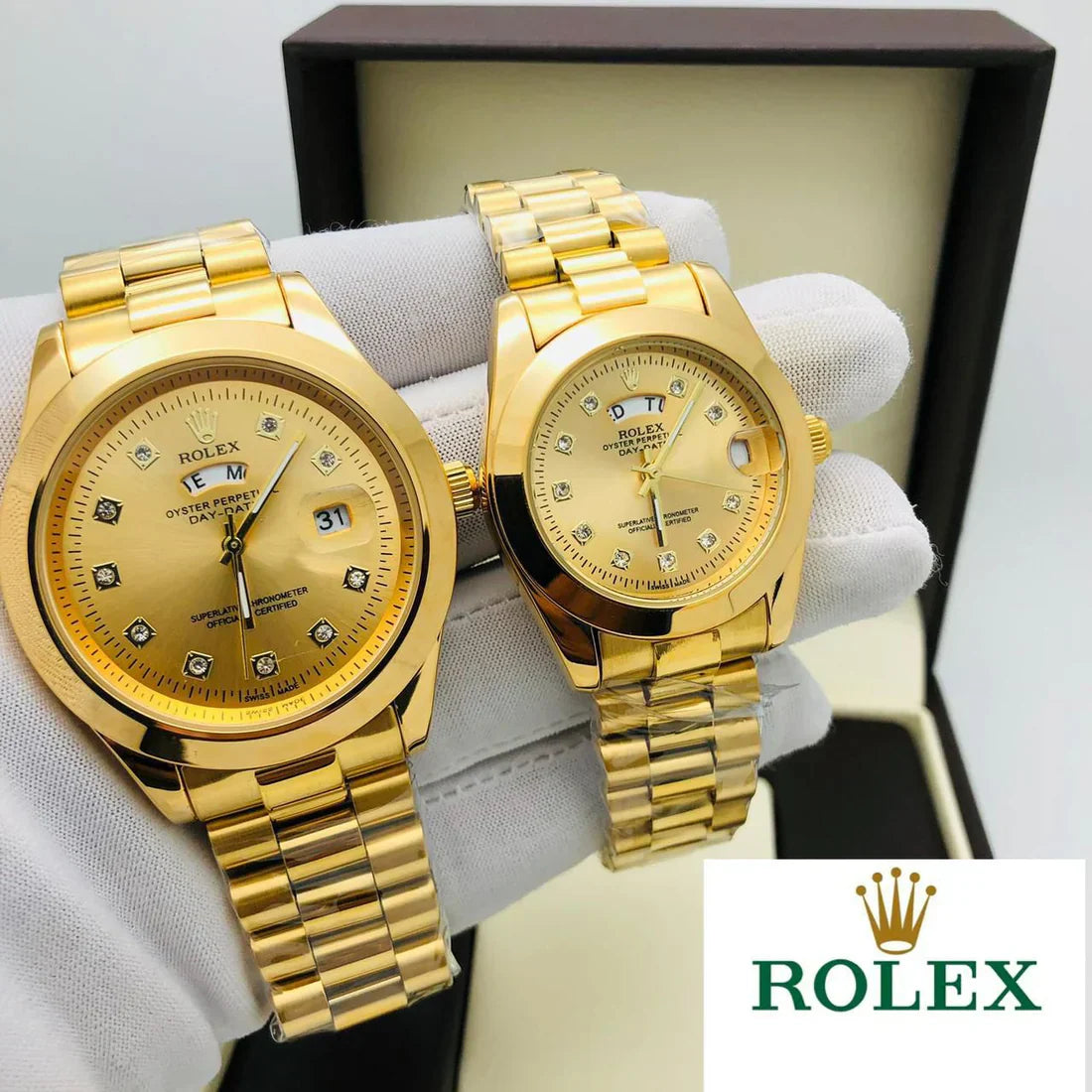 Rolex Stainless Steel Couple Watch With Rolex Box - Zabcart