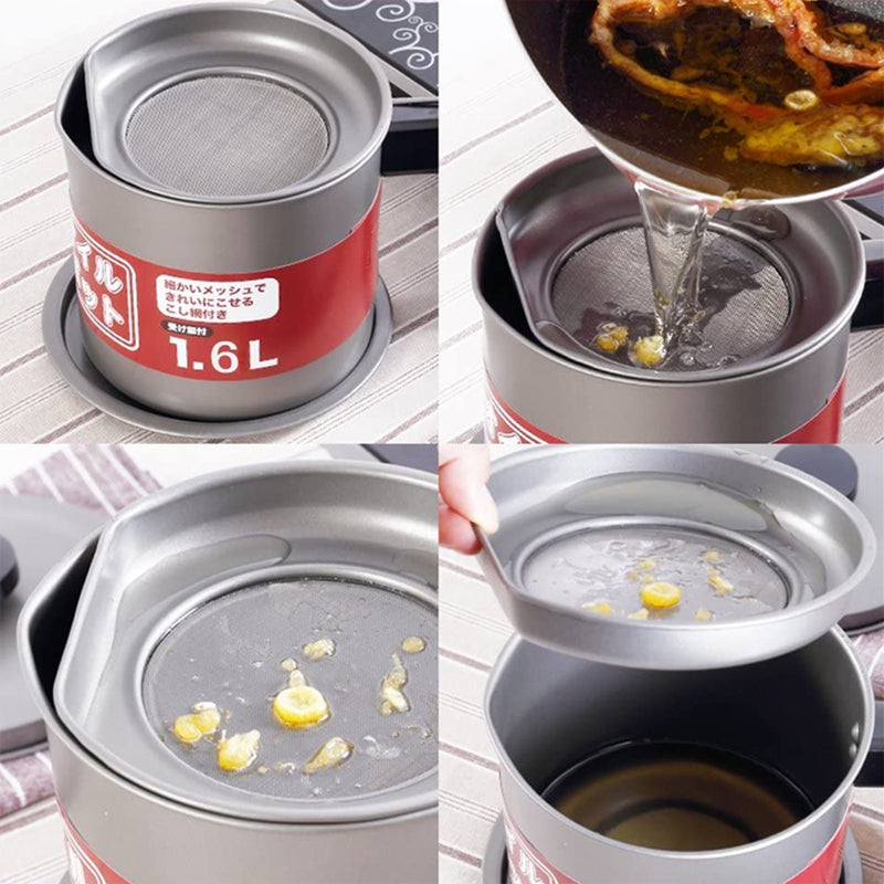 Stainless Steel Oil Filter Pot with Tray - Zabcart