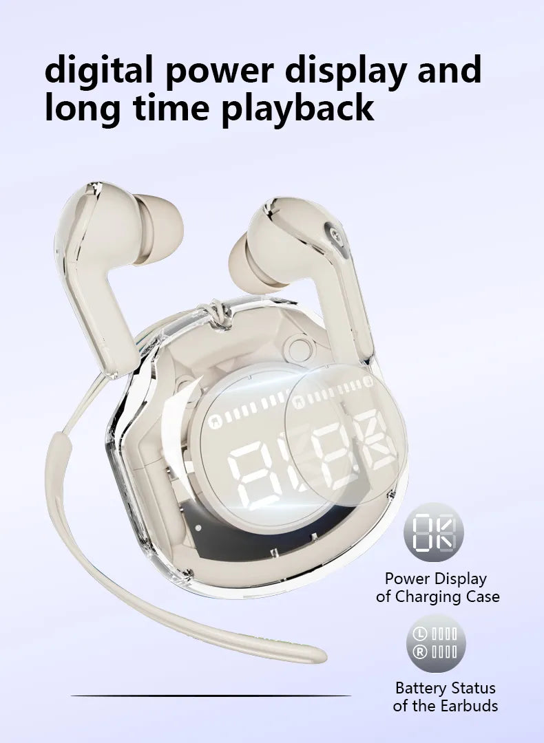 T8 Crystal Wireless Earphones - Transparent (Air 39) - Zabcart