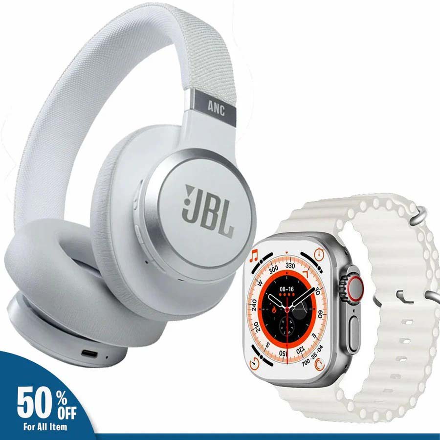 JBL JB55 Headphones + Ultra 8 Watch Combo - Zabcart