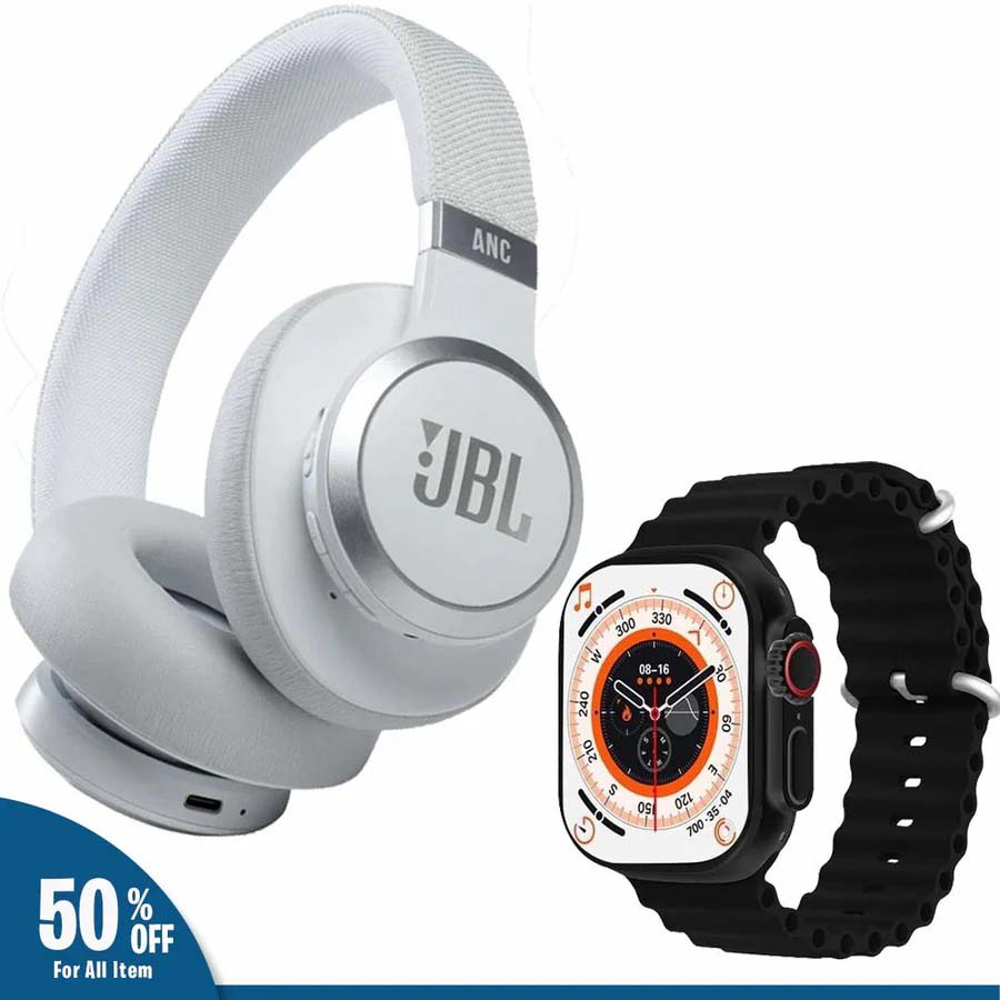 JBL JB55 Headphones + Ultra 8 Watch Combo - Zabcart