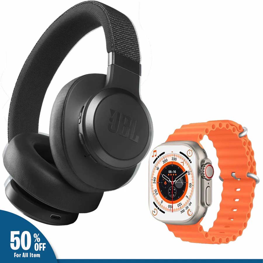 JBL JB55 Headphones + Ultra 8 Watch Combo - Zabcart