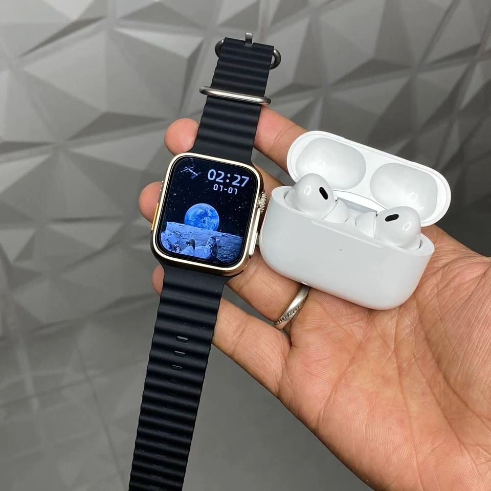 Smart watch with logo airbods pro - Zabcart