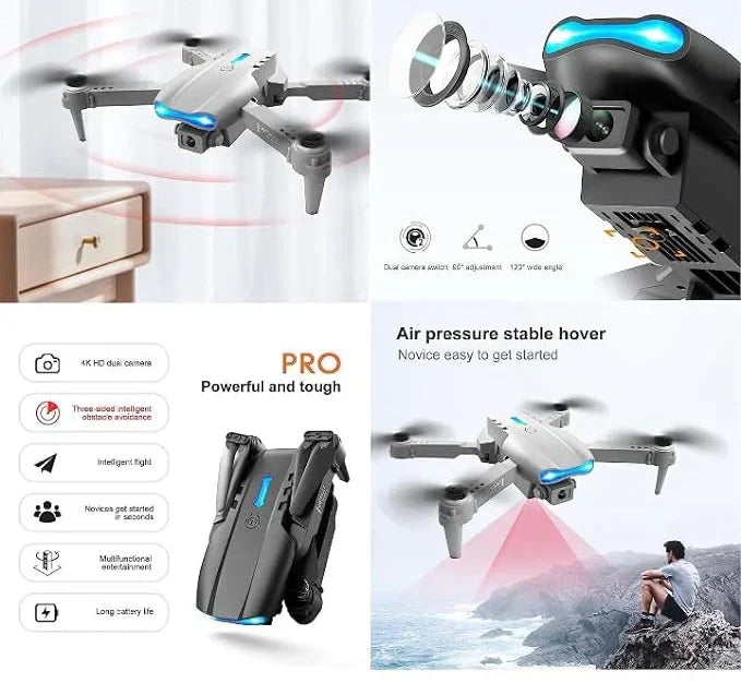 E99 Pro Drone Camera with Dual 720p Cameras Foldable Design - Zabcart