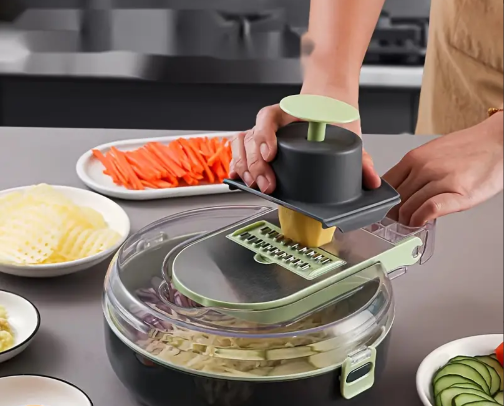 9in1 Vegetable Slicer, Multifunctional Fruit Slicer, Manual Food Grater, Vegetable Grater, Cutter With Container - Zabcart
