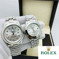 Rolex Stainless Steel Couple Watch With Rolex Box - Zabcart